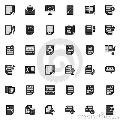 Document write vector icons set Vector Illustration