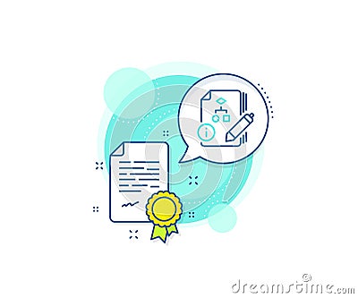 Documentation with algorithm line icon. Technical instruction sign. Vector Vector Illustration