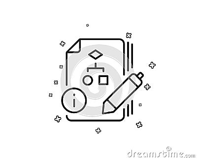 Documentation with algorithm line icon. Technical instruction sign. Vector Vector Illustration
