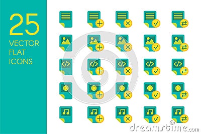 Documents and files flat vector icons set Stock Photo