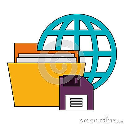 Documents files system archives cartoon Vector Illustration