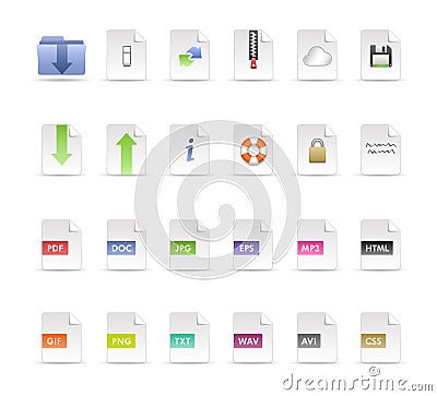 Documents and Folder Icon Set Vector Illustration