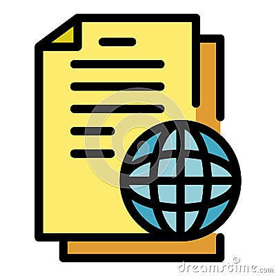 Documents and gobe icon color outline vector Vector Illustration