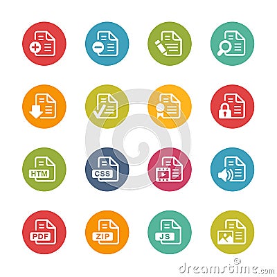 Documents Icons - 1 -- Fresh Colors Series Vector Illustration