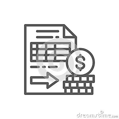 Documents with money, options, futures line icon. Vector Illustration