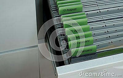 Documents Organized by Month Stock Photo