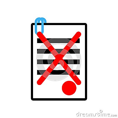 Documents reject icon sign. Office symbol. contract sheet with r Vector Illustration