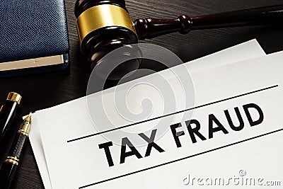 Documents about tax fraud in the court. Stock Photo