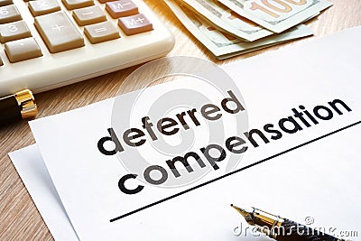 Documents with title Deferred compensation. Stock Photo