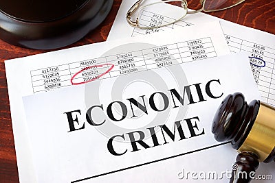 Documents with title Economic crime. Stock Photo