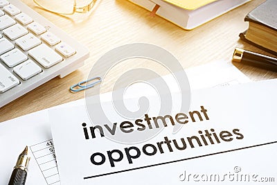 Documents with title Investment opportunities. Stock Photo