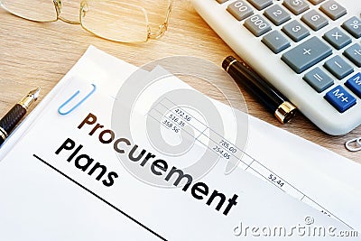 Documents with title Procurement Plans. Stock Photo