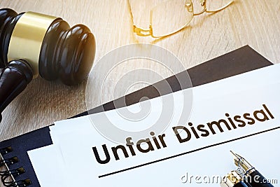 Documents unfair dismissal in a court. Stock Photo