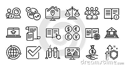 Documents, Work home and Read instruction line icons set. Vector Vector Illustration