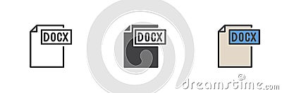 DOCX file different style icon set Vector Illustration