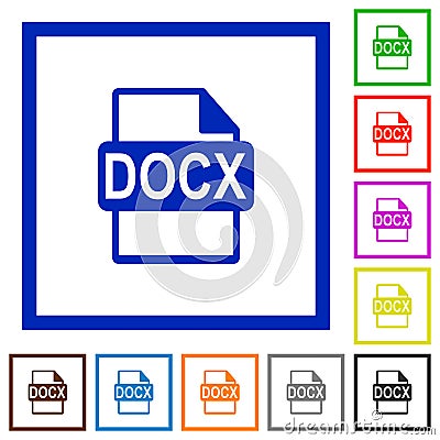 DOCX file format flat framed icons Stock Photo
