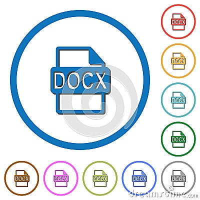 DOCX file format icons with shadows and outlines Stock Photo