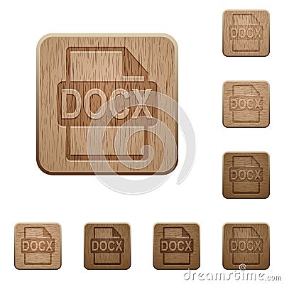 DOCX file format wooden buttons Stock Photo