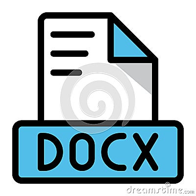 Docx file icon colorful style design. document format text file icons, Extension, type data, vector illustration Vector Illustration