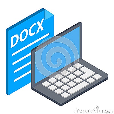 Docx file icon, isometric style Vector Illustration