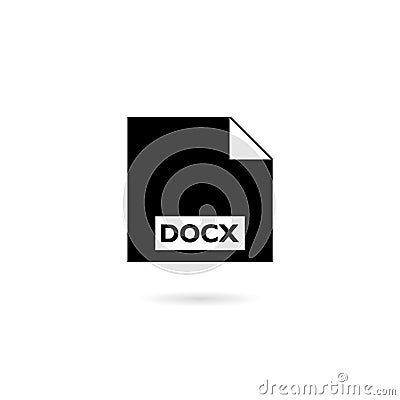 Docx format document icon isolated on white background Vector Illustration