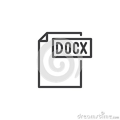 Docx format document line icon Vector Illustration