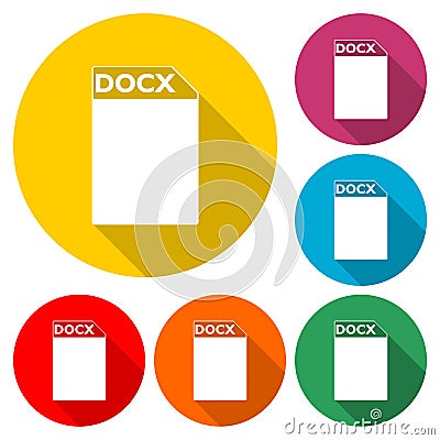 DOCX Icon with long shadow Vector Illustration