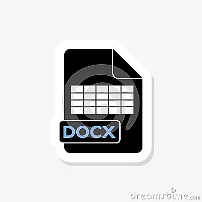 DOCX sticker, document, file icon simple image Vector Illustration