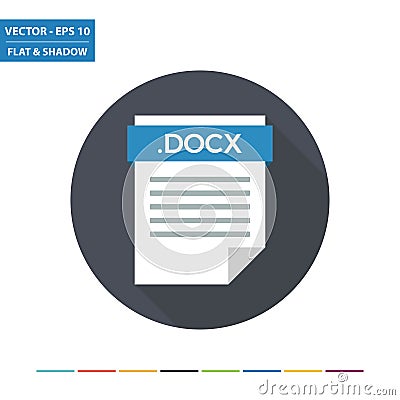 DOCX text document file format flat icon Vector Illustration