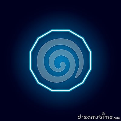 dodecagon icon in neon style. geometric figure element for mobile concept and web apps. thin line icon for website design and Stock Photo