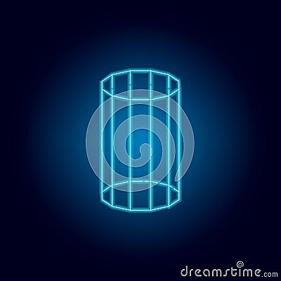 dodecagonal prism icon in neon style. geometric figure element for mobile concept and web apps. thin line icon for website design Stock Photo