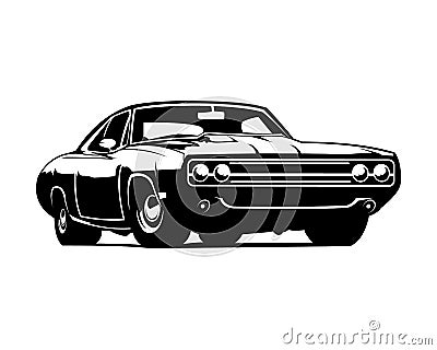 1970 dodge charger custom car logo. Best for badge, icon and car industry. isolated white background view from side. Vector Illustration