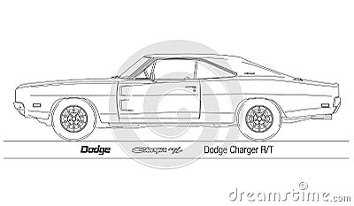 Dodge Charger RT vintage car, USA Vector Illustration