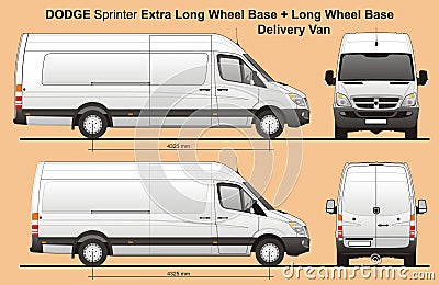 Dodge Sprinter Extra LWB and LWB Cargo Delivery Van 2010 Editorial Stock Photo