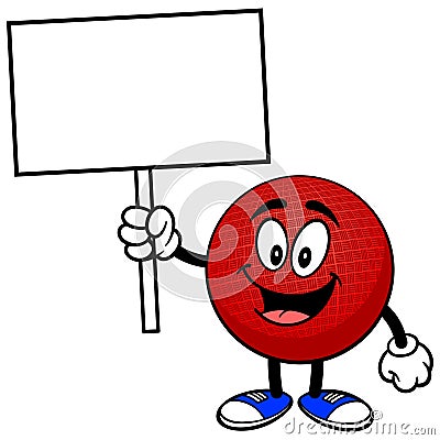 Dodgeball Mascot with Sign Vector Illustration