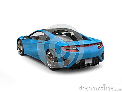 Dodger blue modern luxury sports car - back view Stock Photo