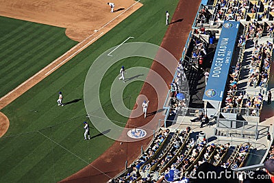 Dodger Stadium Dugout - Los Angeles Dodgers Editorial Stock Photo