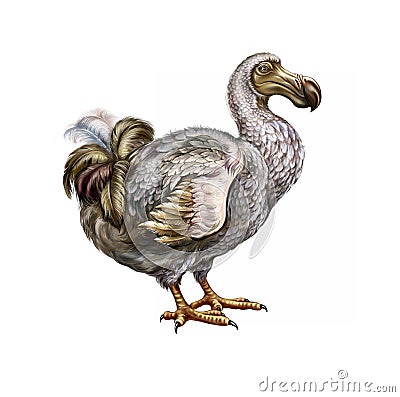 Dodo bird Raphus cucullatus Cartoon Illustration