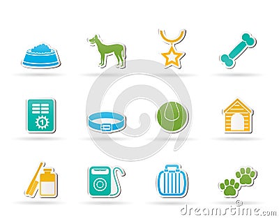Dog accessory and symbols icons Vector Illustration