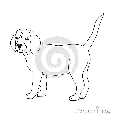 Dog adult antistress or children coloring page. Vector Illustration