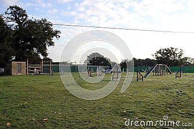 Dog agility course landscape Stock Photo