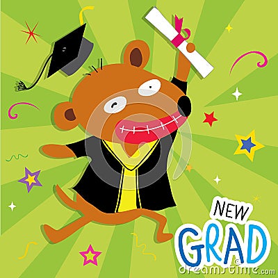 Dog Animal Congratulation New Graduate Cute Cartoon Vector Vector Illustration