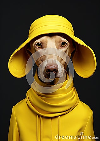 Dog animals hat domestic funny pet breed cute friend white canine puppy portrait Stock Photo