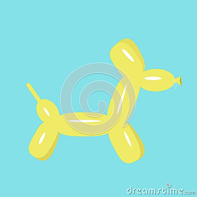 Dog balloon yellow animal Flat design Vector Illustration