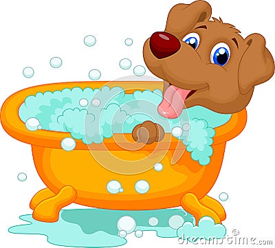 Dog bathing time Vector Illustration