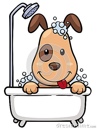 Dog Bathing Vector Illustration