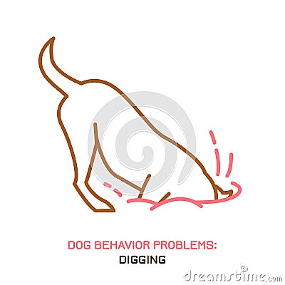 Dog behavior problem icon Cartoon Illustration