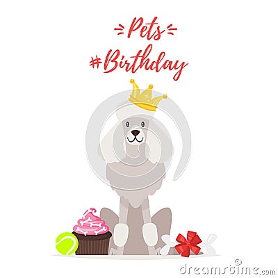 Dog Birthday party greeting card Vector Illustration