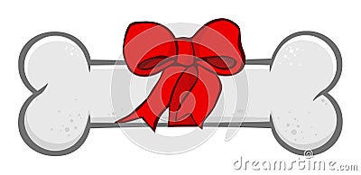 Dog Bone Cartoon Simple Drawing Design With Ribbon And Bow Vector Illustration