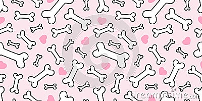 Dog bone seamless pattern vector french bulldog pug valentine wallpaper background isolated pink Stock Photo